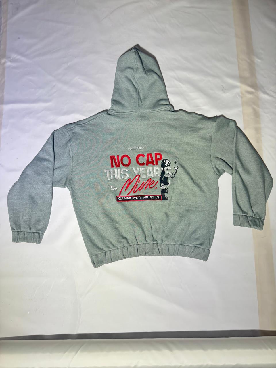 Embroidered Cotton Fleece Hoodie with Christian Cross Patches – Baggy & Drop Shoulder Style